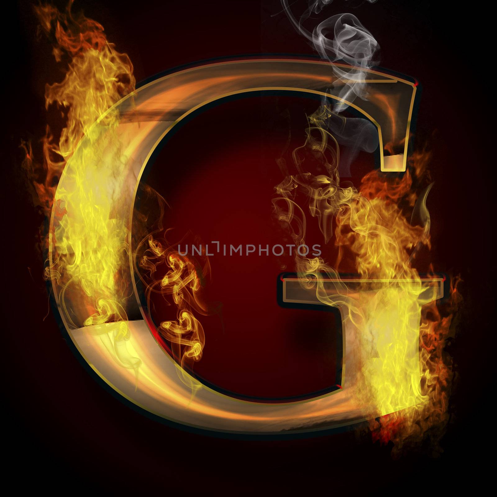 G, fire letter illustration