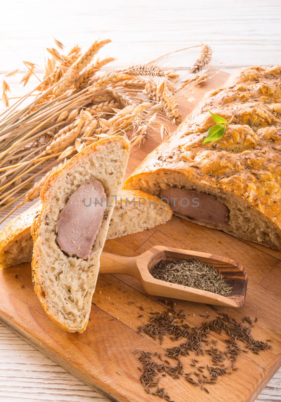 pork fillet in the bread brown