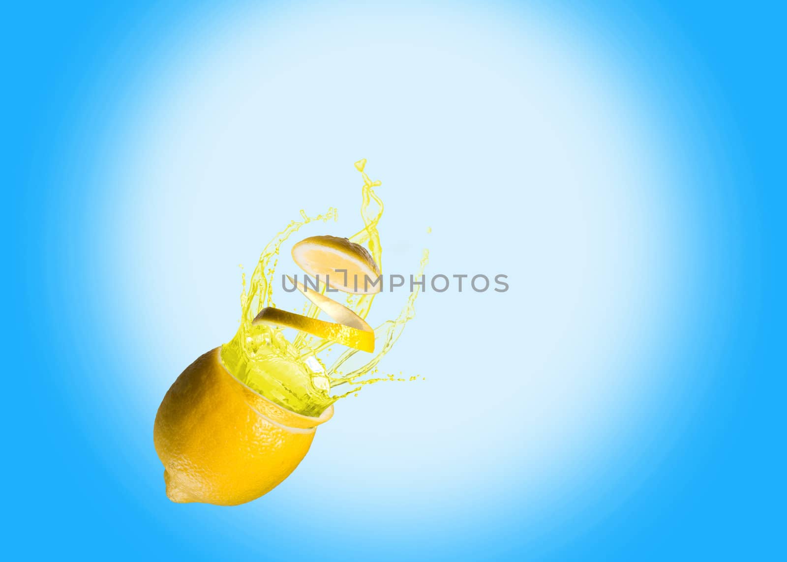 ice and splashes of juice from a lemon, place for text