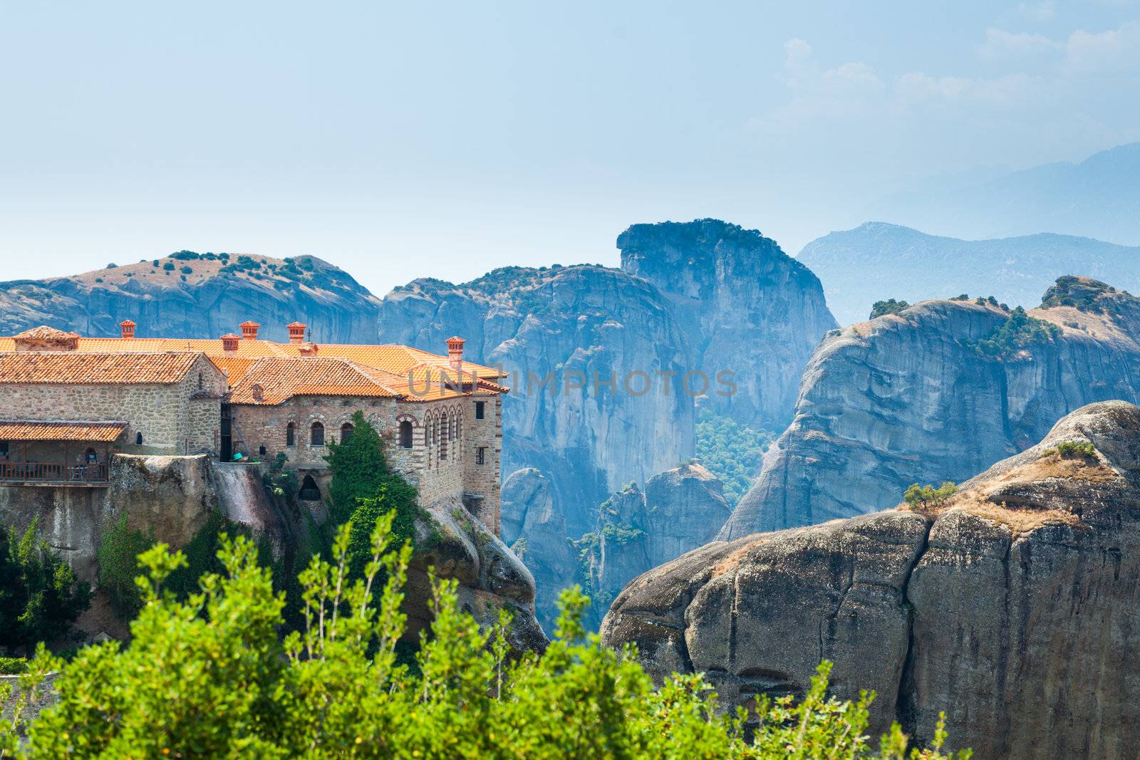 Meteora. Famous Greek Christian monastery on the rock. Greece.