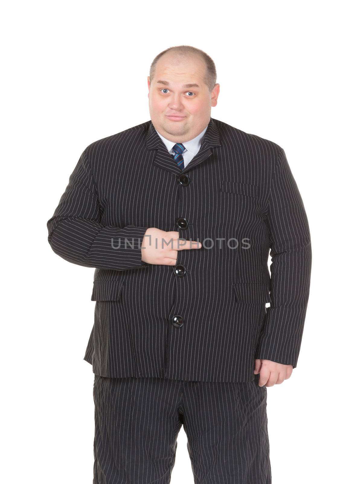 Obese businessman making gesturing by Discovod