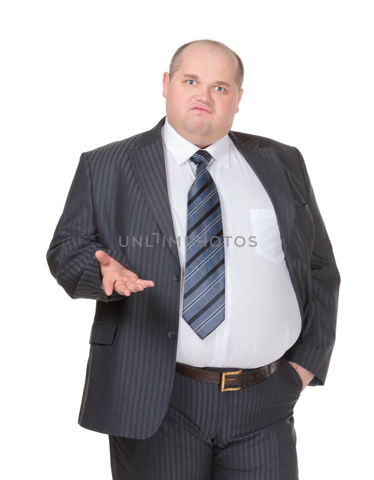 Obese businessman making a point by Discovod