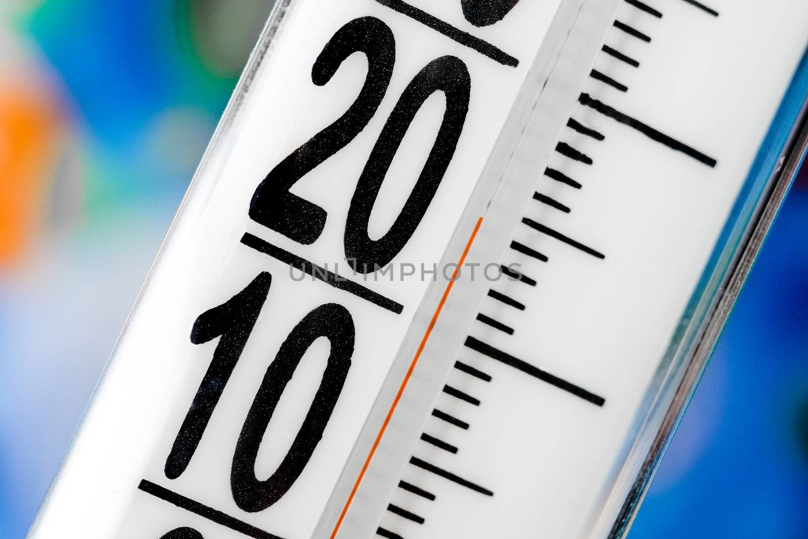 thermometer scale close up on a blur background