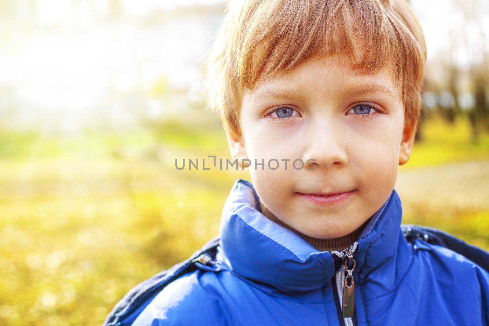 portrait of a handsome boy on a background of nature