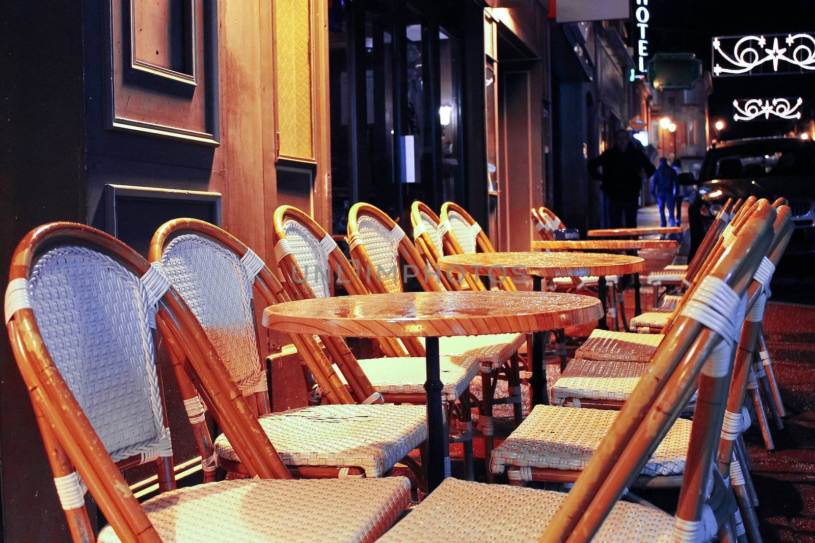 Night Cafe. Christmas in Bayeux. Normandy, France