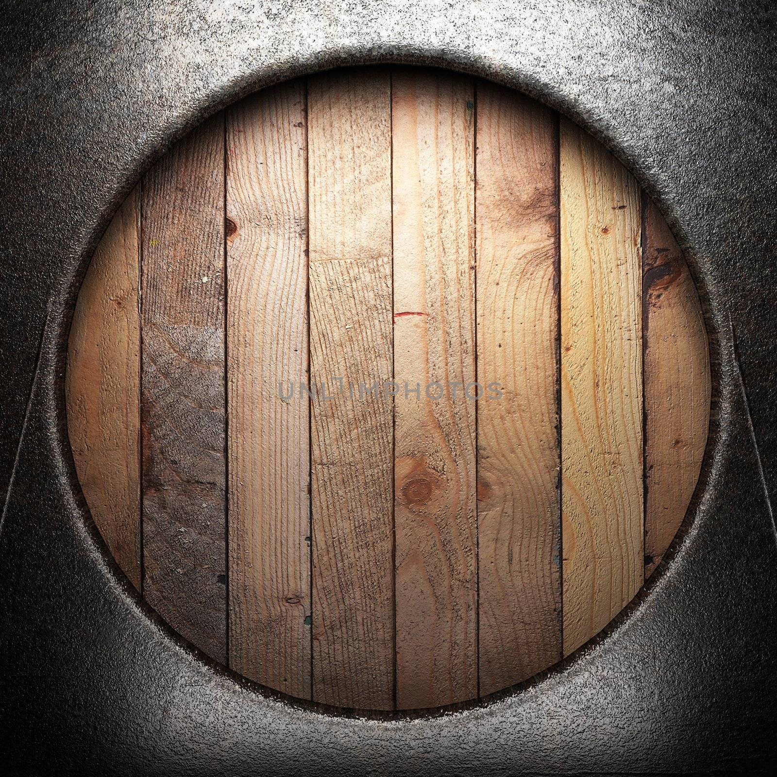 metal on wooden wall