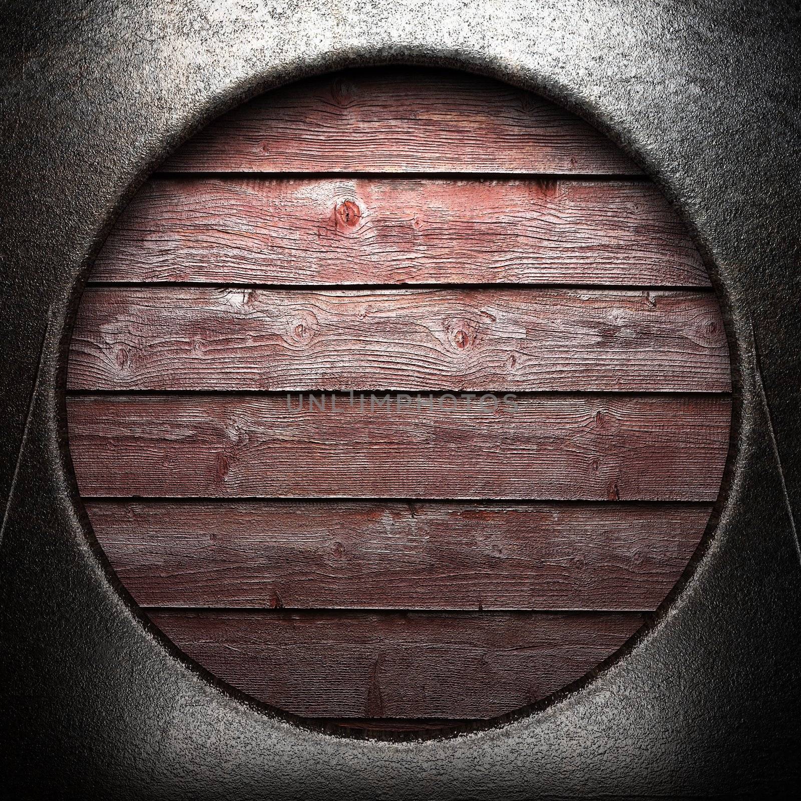 metal on wooden wall
