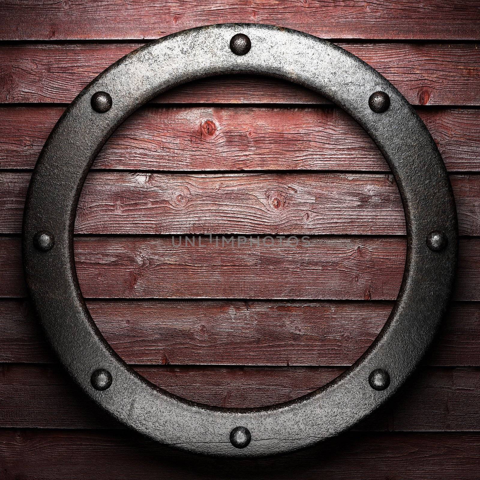 metal on wooden wall