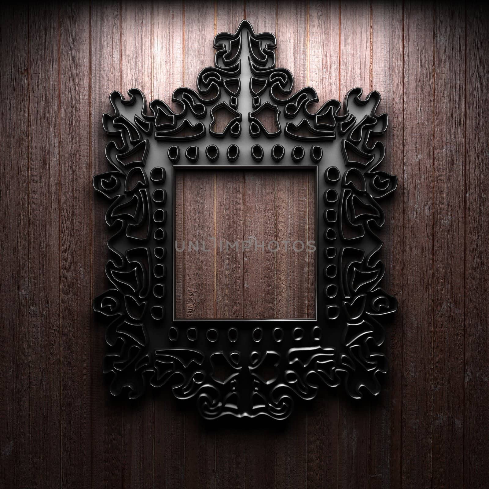 Retro frame on wooden wall
