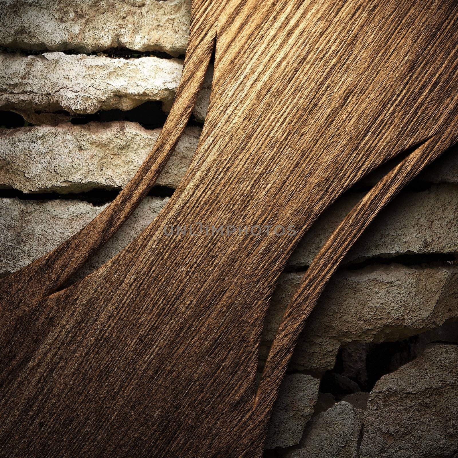 wooden plate on wall made in 3d