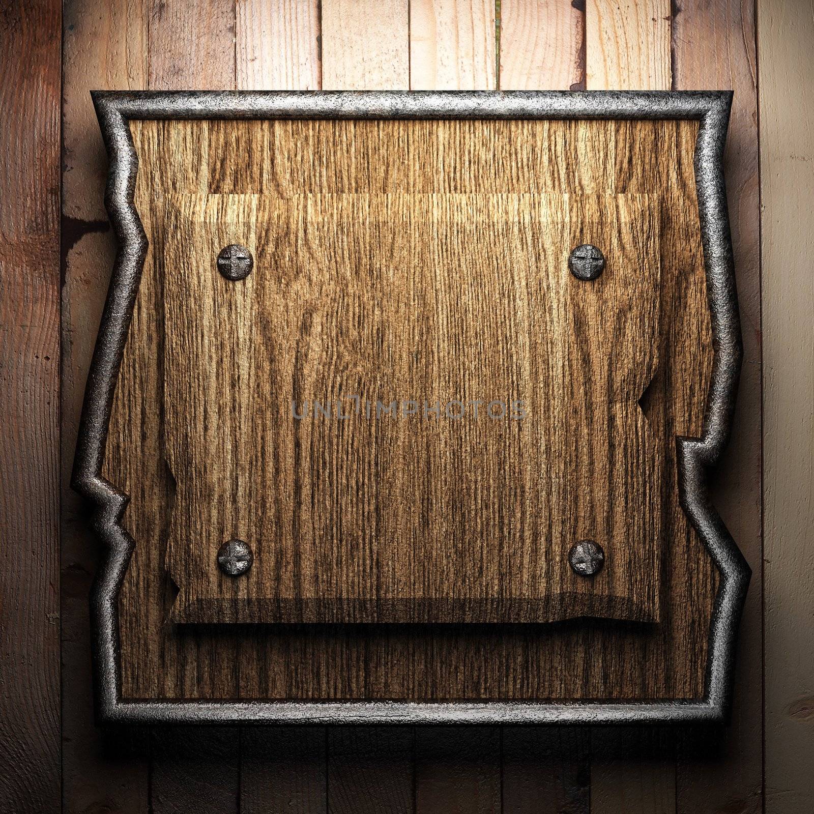 wooden plate on wall made in 3d