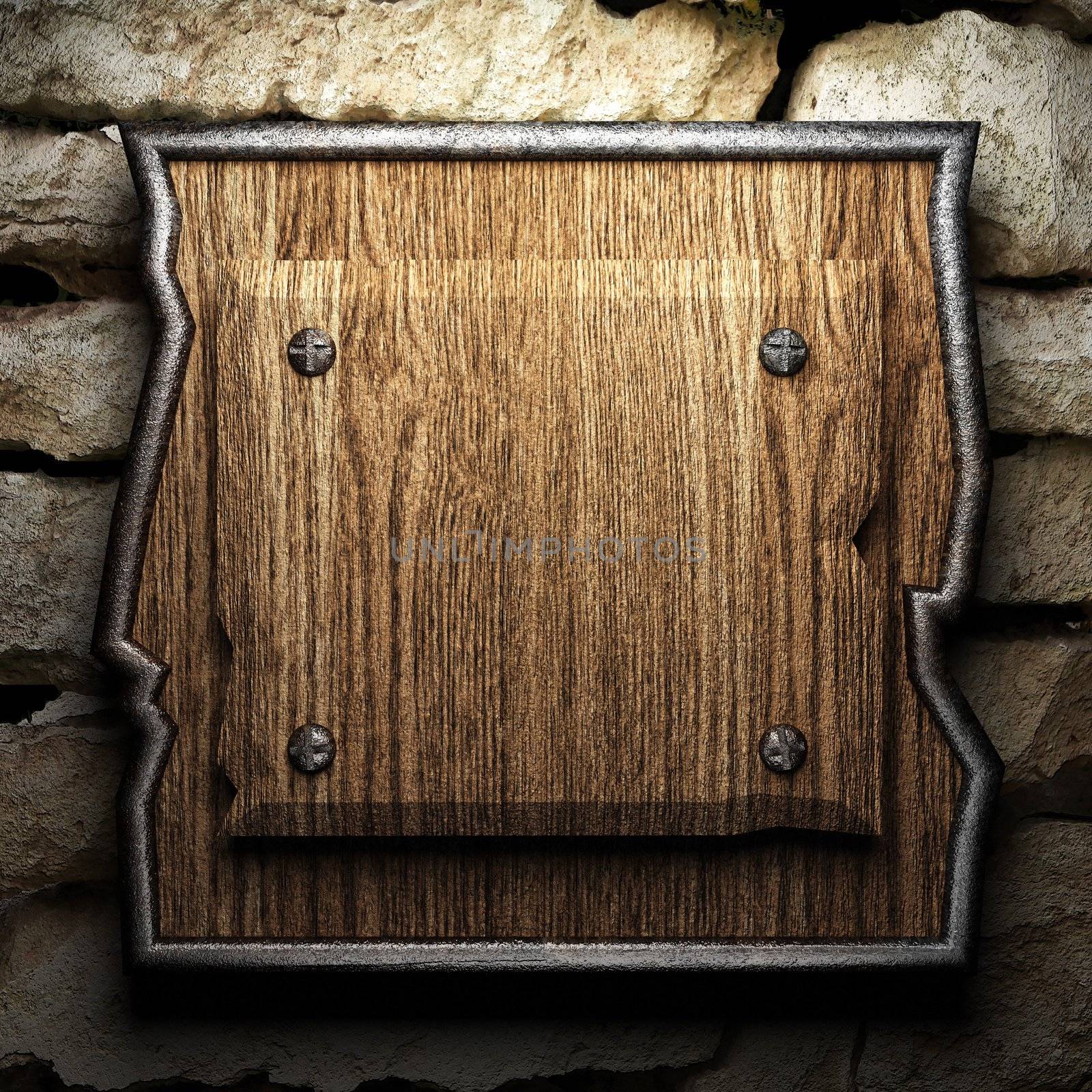 wooden plate on wall made in 3d