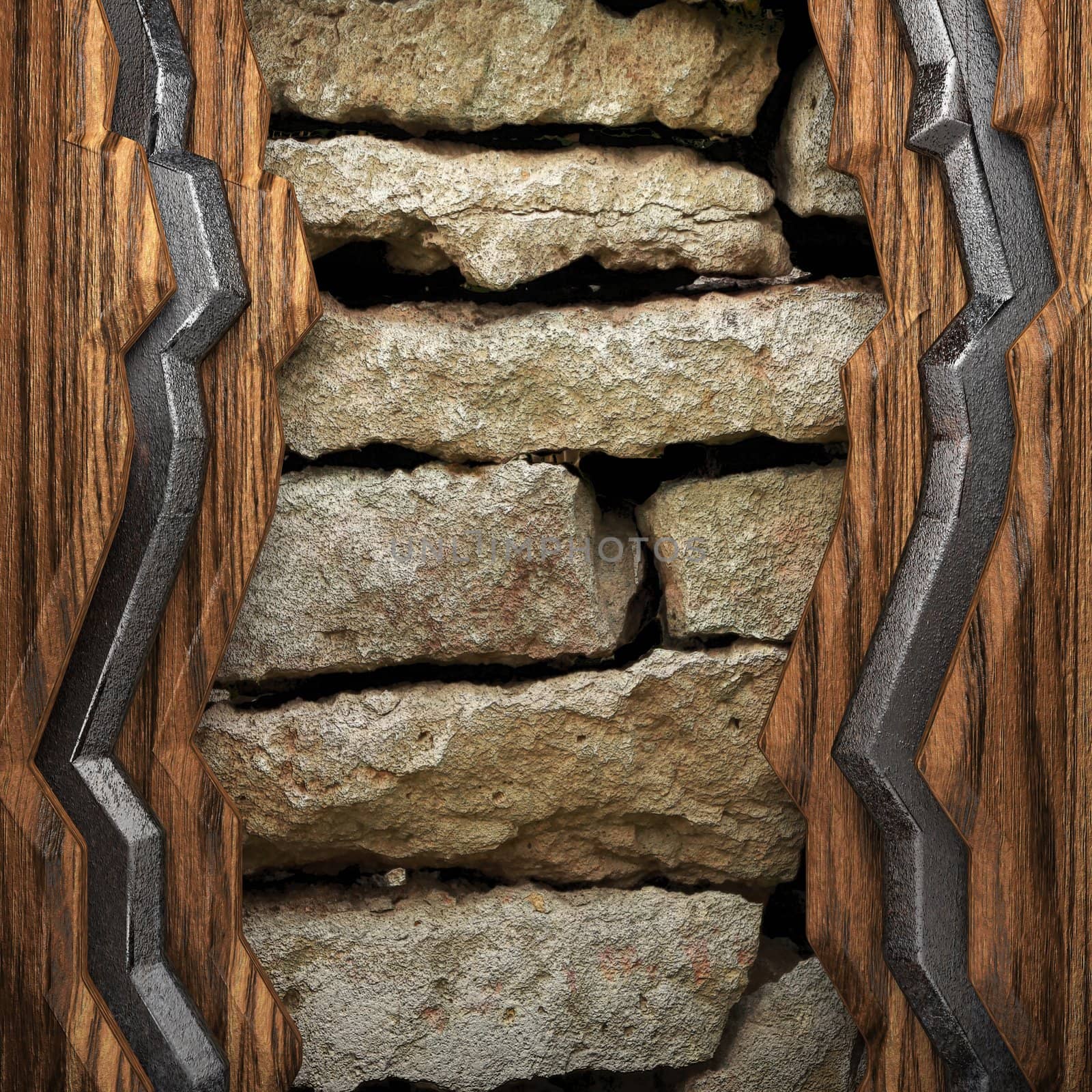 wood on wall made in 3D