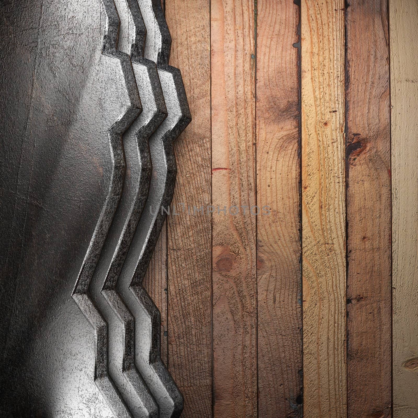 metal on wall made in 3d