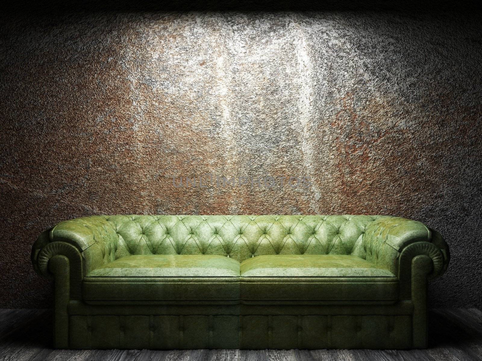 leather sofa in dark room