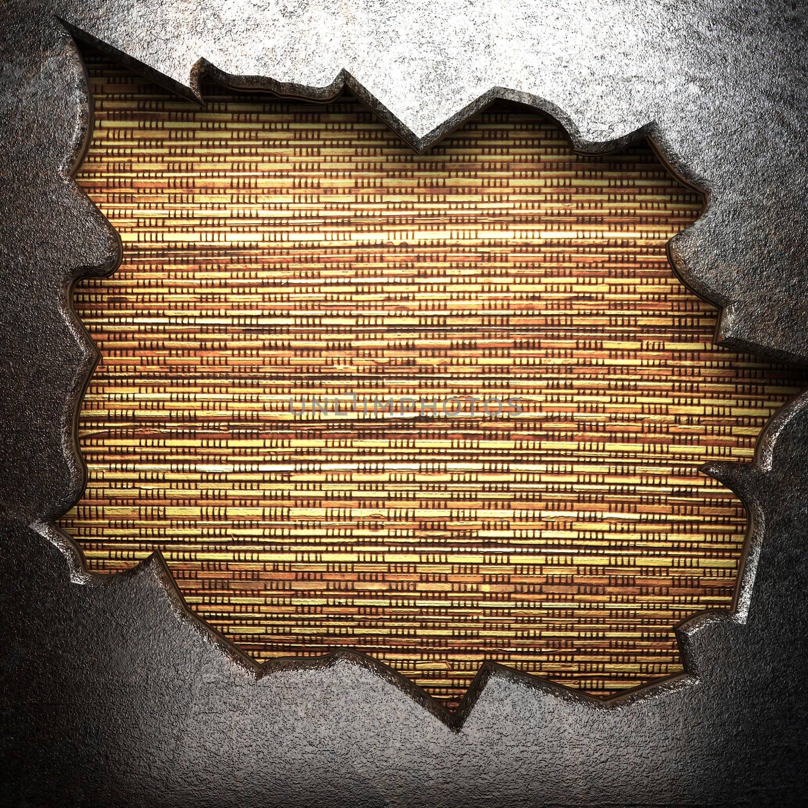 metal on wooden wall