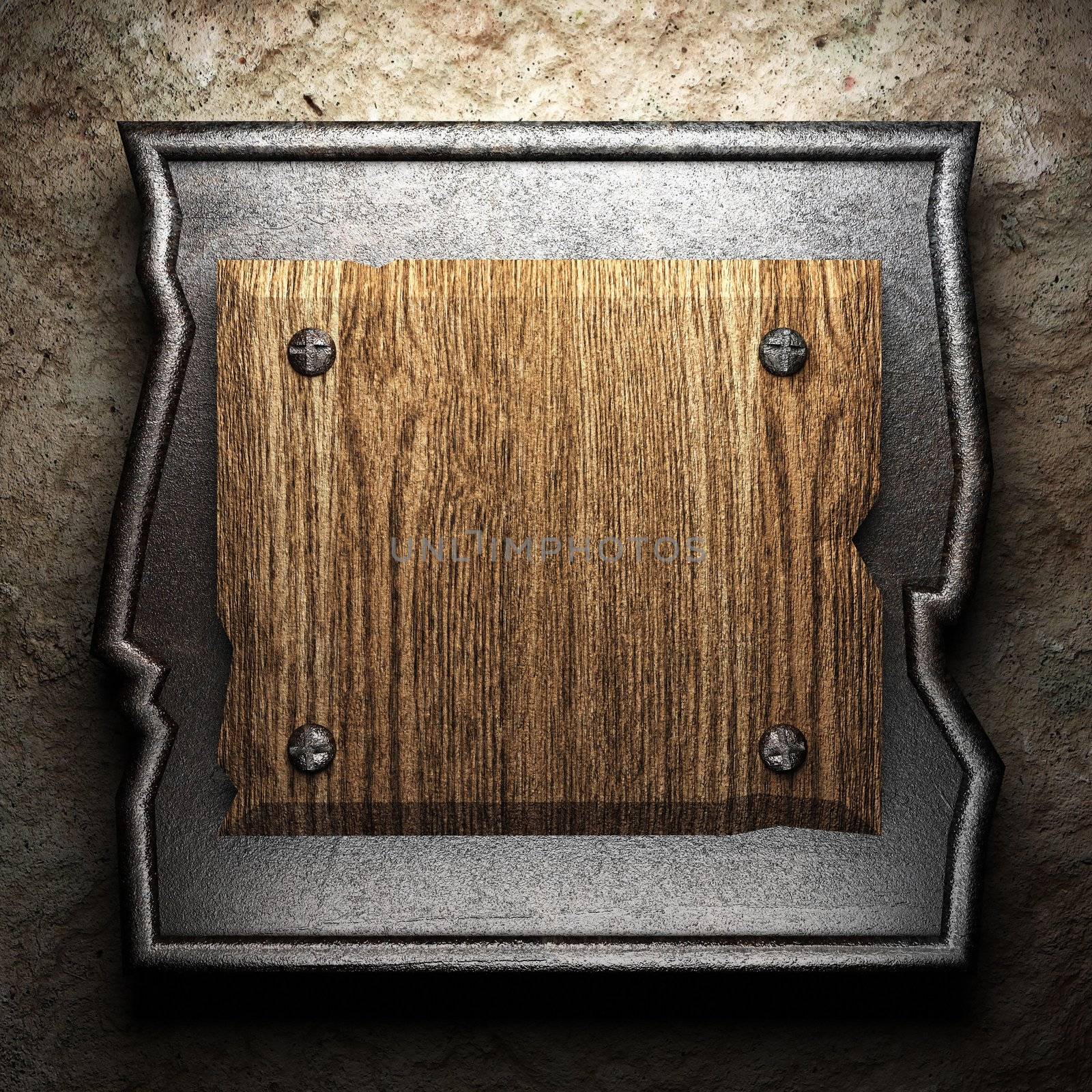 wooden plate on wall made in 3d
