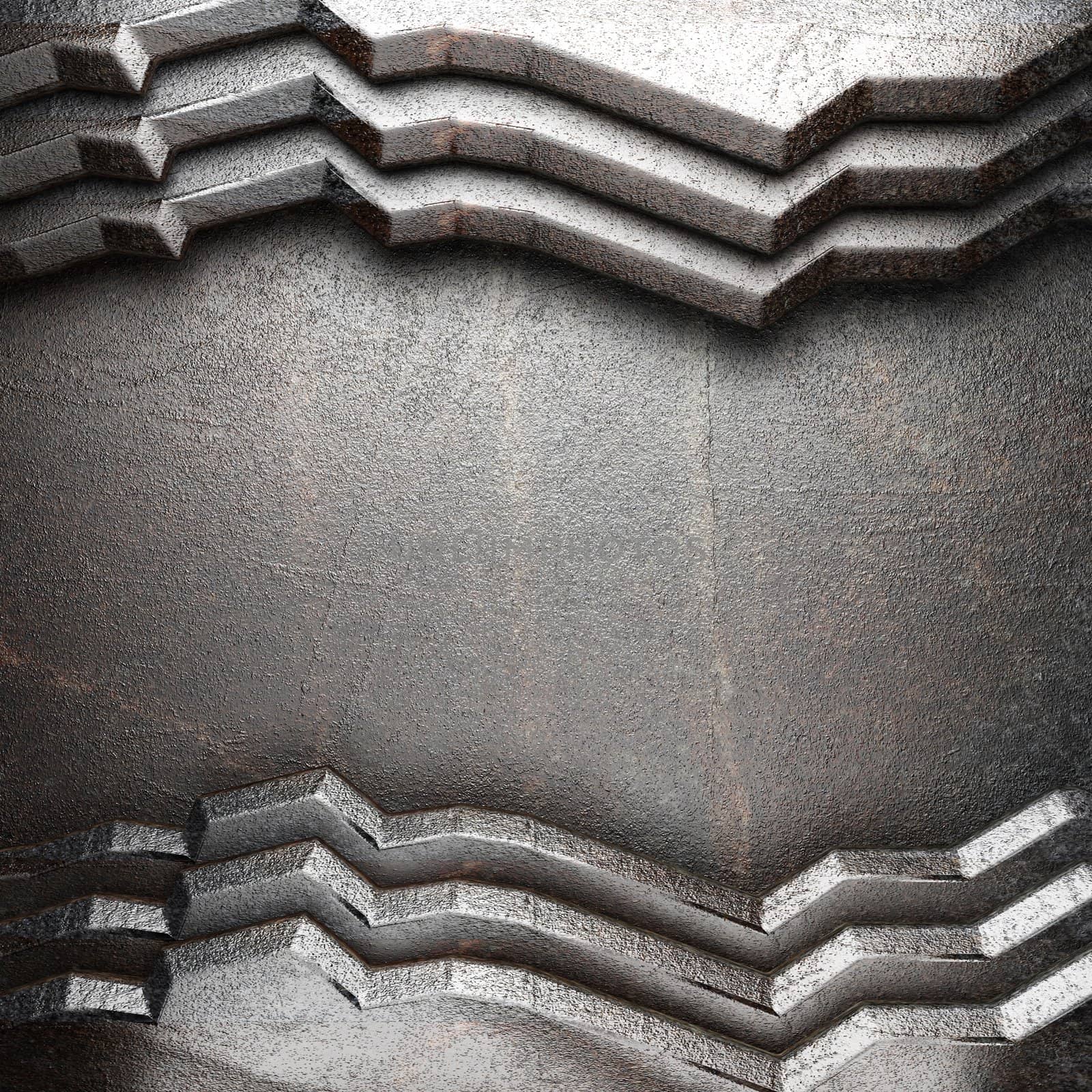 metal on wall made in 3d