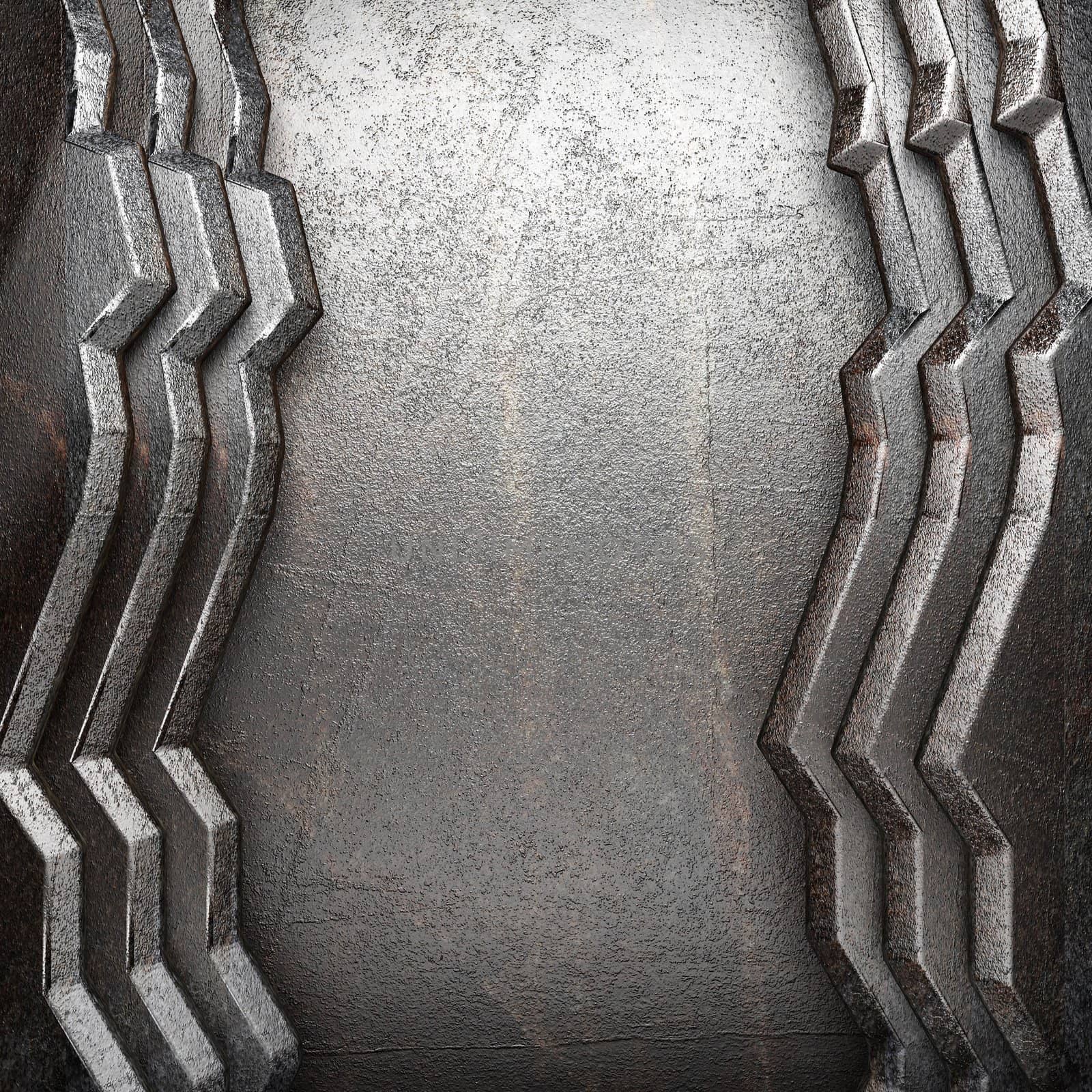 metal on wall made in 3d