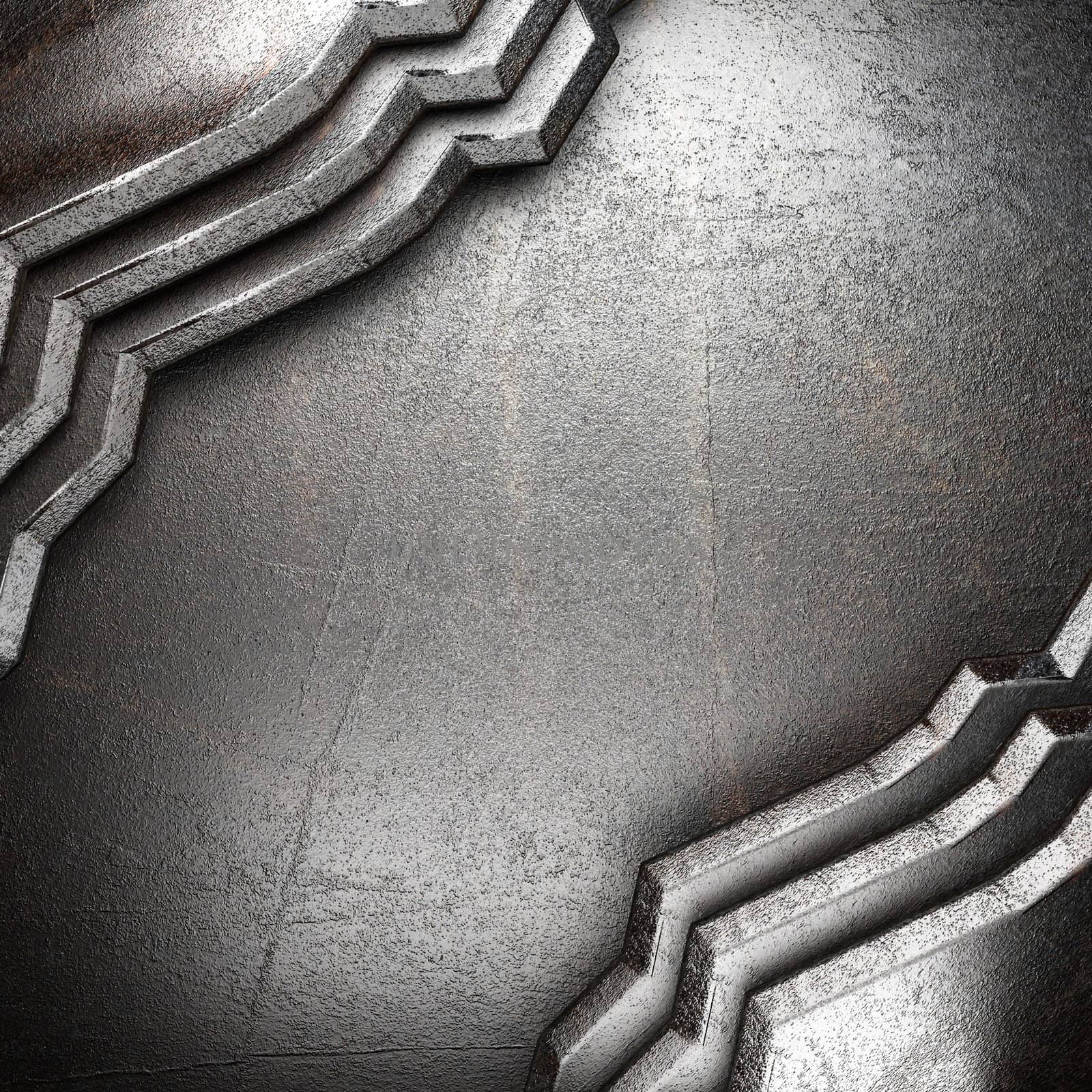 metal on wall made in 3d