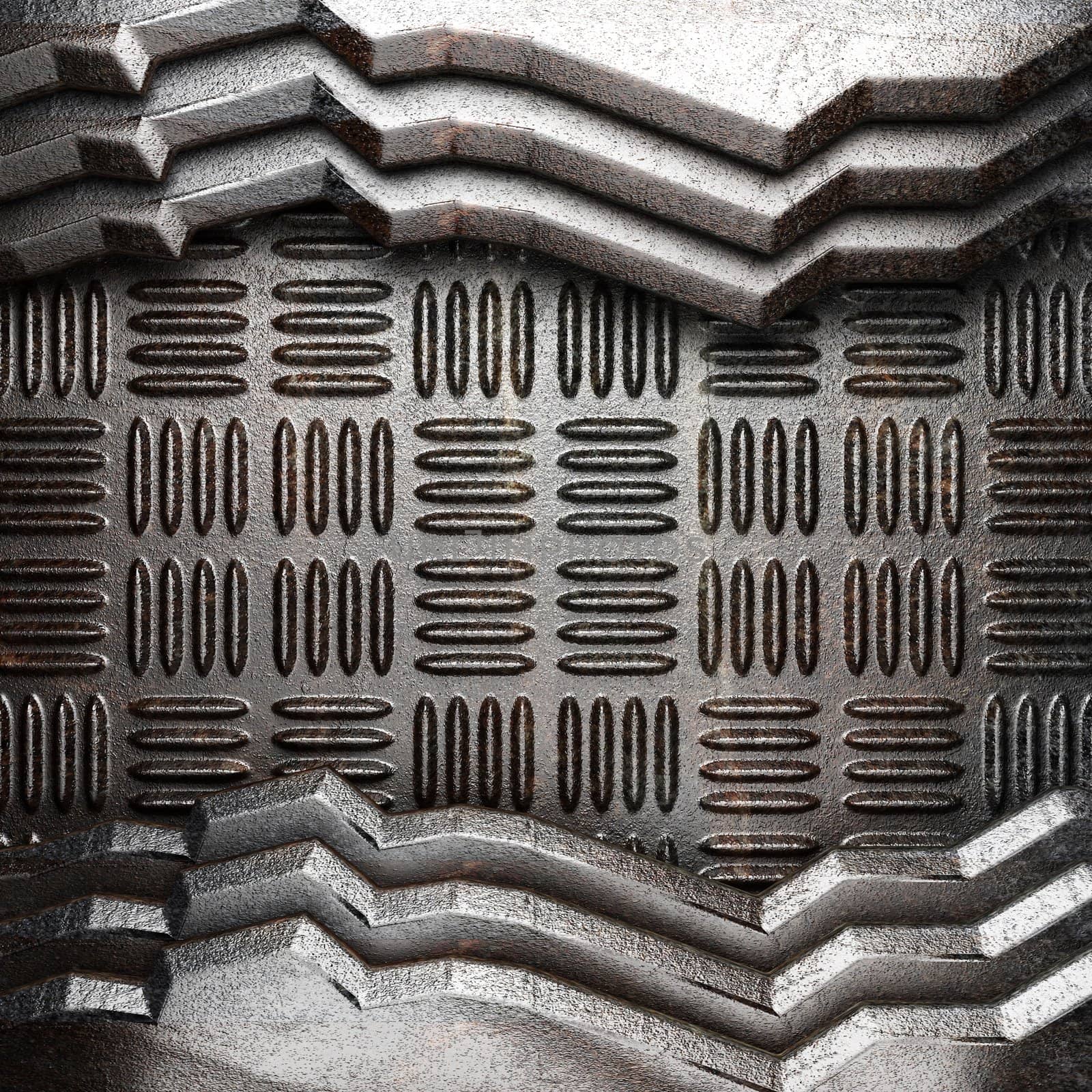metal on wall made in 3d