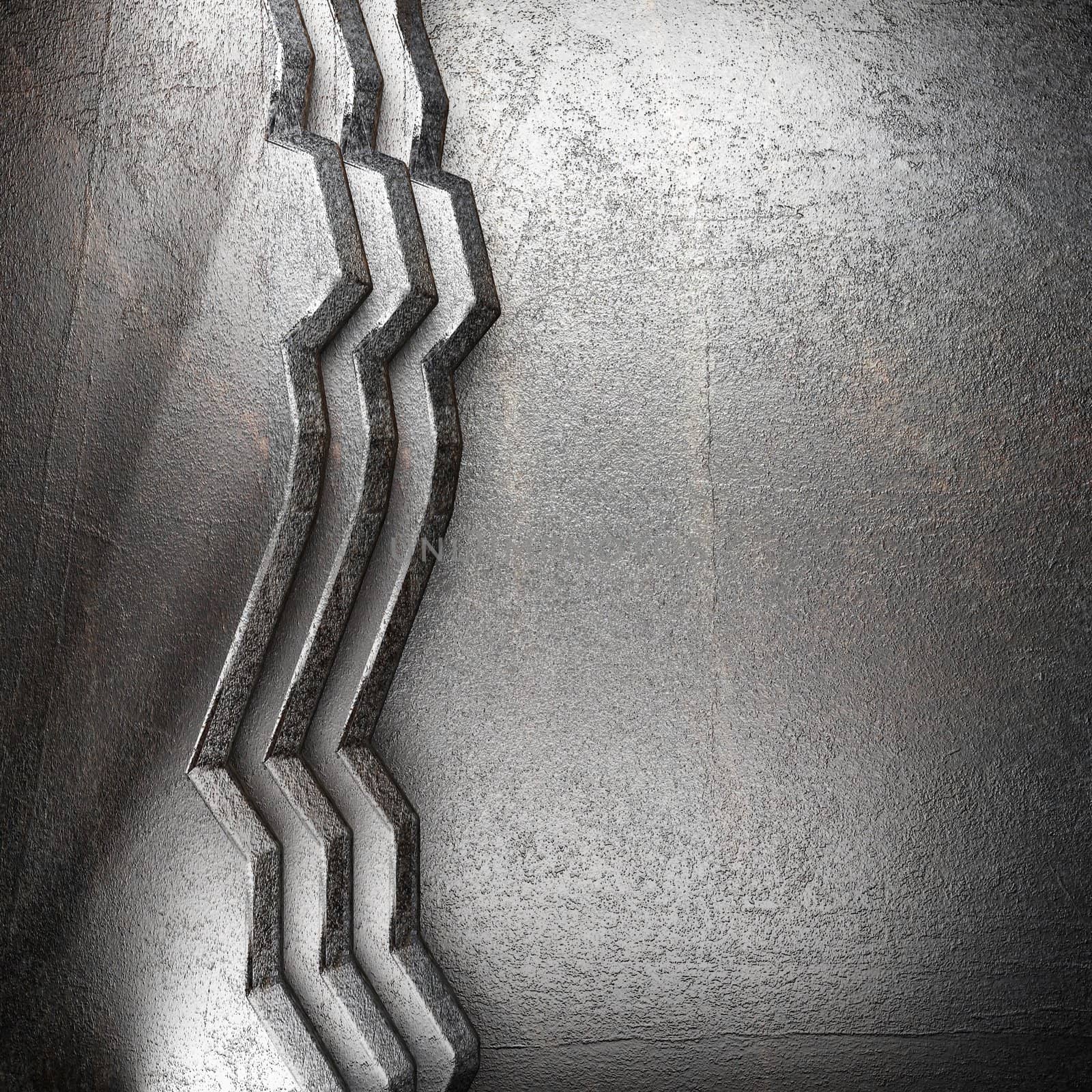 metal on wall made in 3d