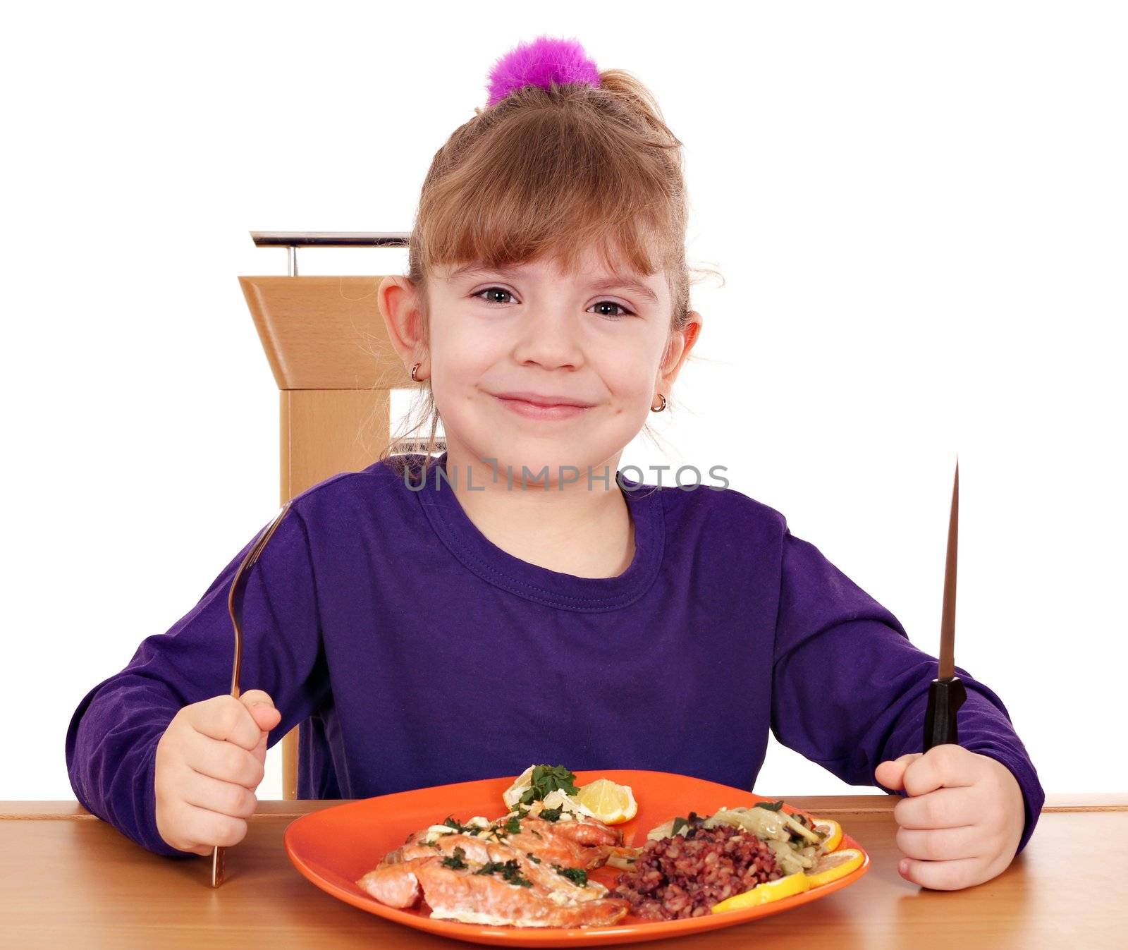 happy little girl healthy eating