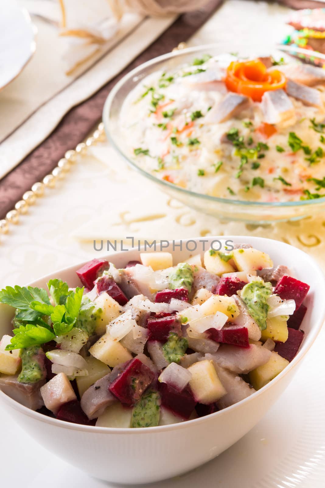 Herring salad with beetroot