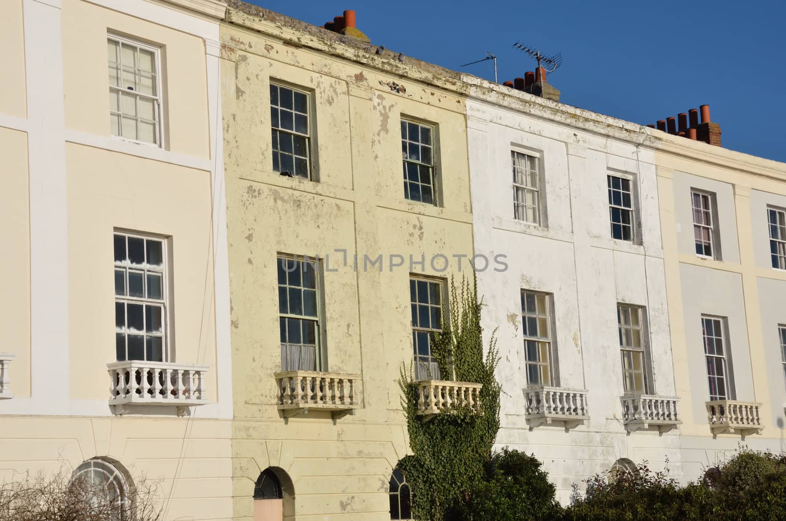 Row of coastal town houses