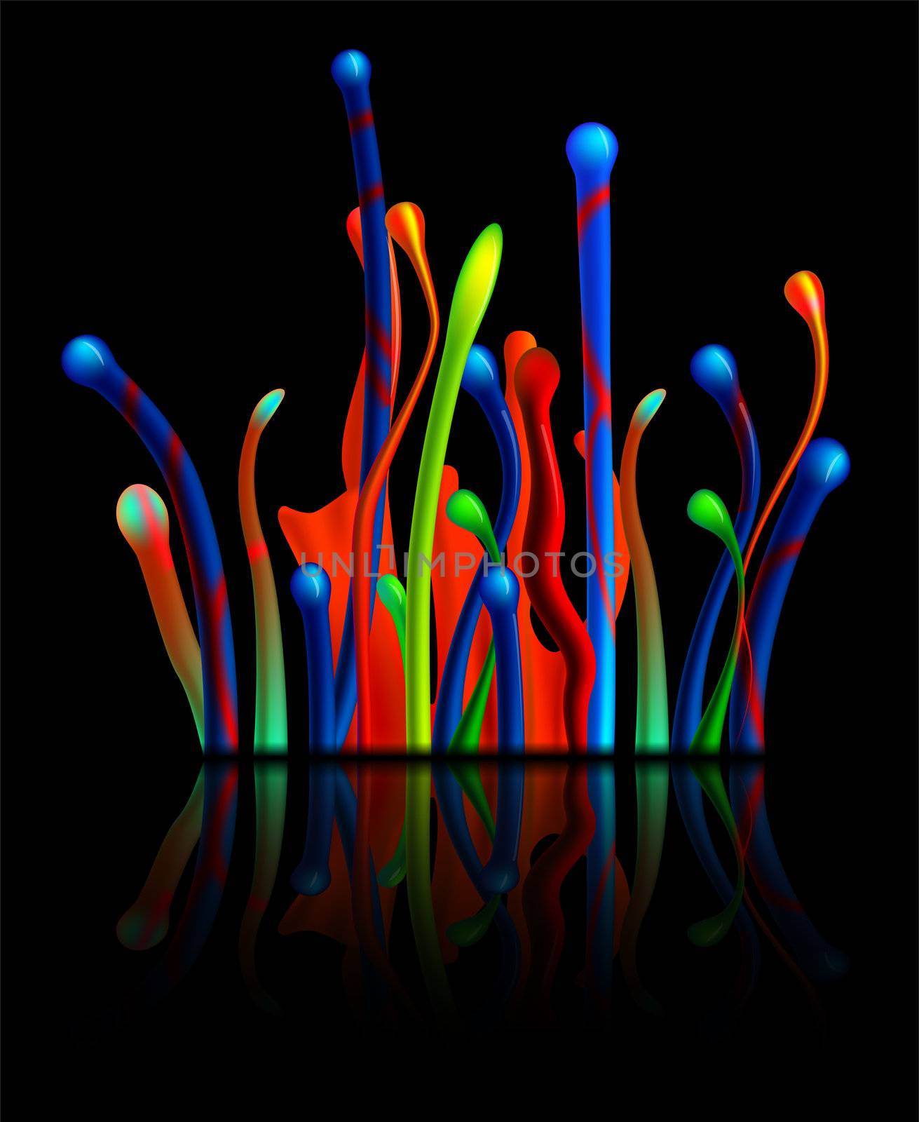 Colorful Paint Splash On Black by ankarb
