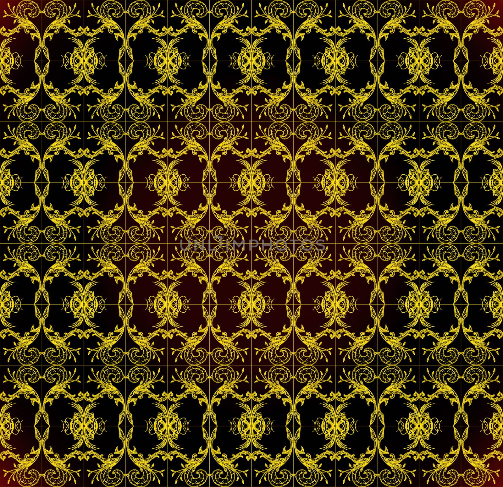 Geometrical gold floral pattern at dark background