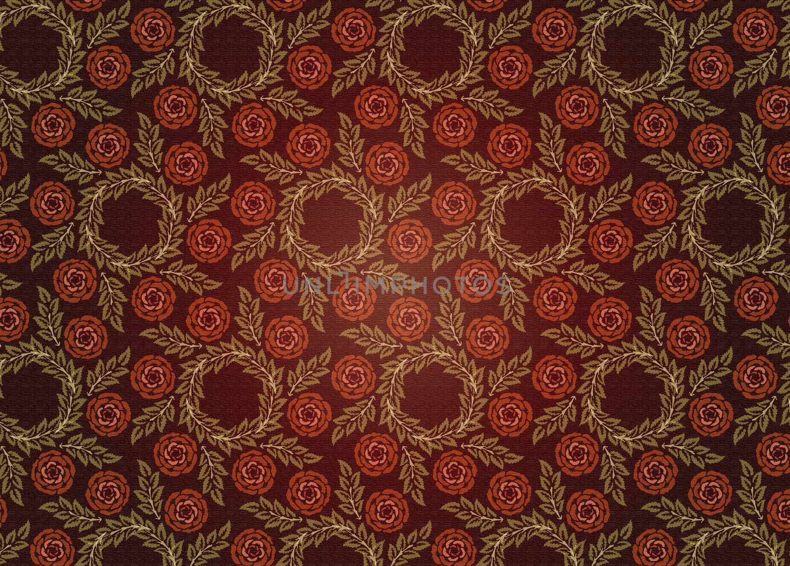 Red-brown Floral Wallpaper made on canvas