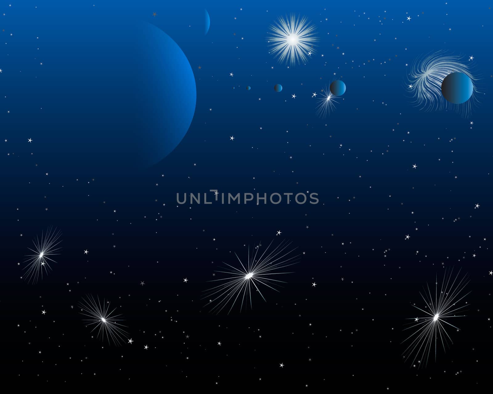 Blue Night Space Sky Starbursts by ankarb