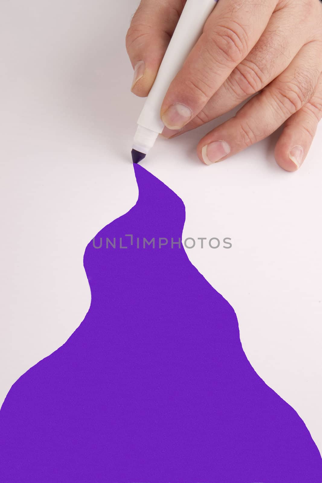 A marker is used to create a path of color on white paper