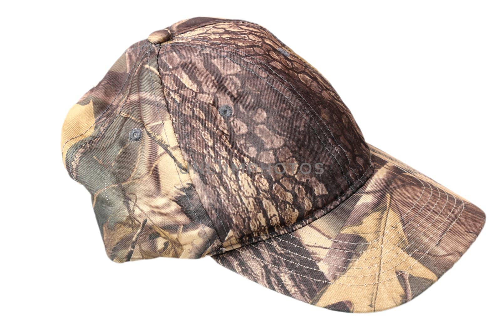 camouflage hunting cap isolated over white background