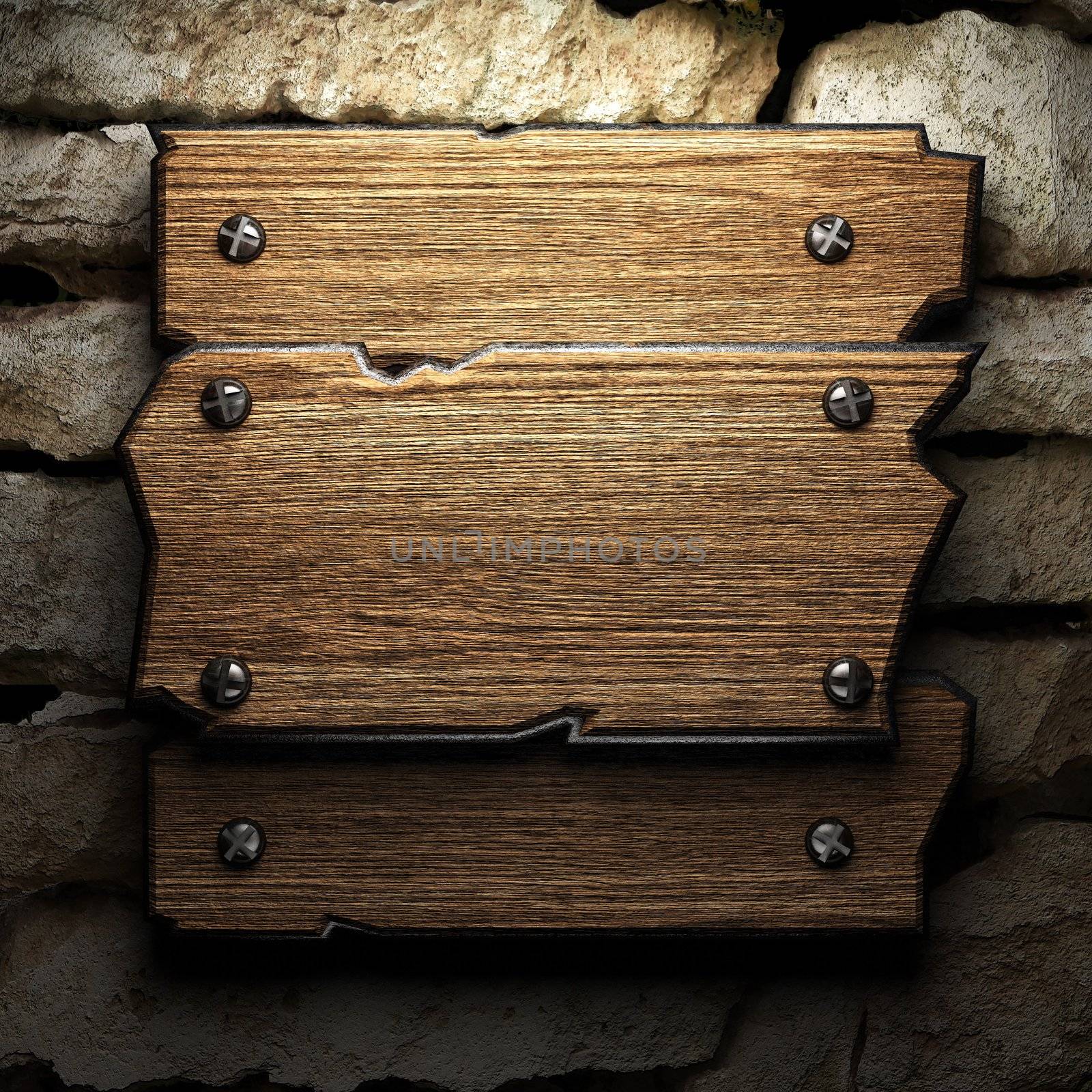 wooden plate on wall made in 3d