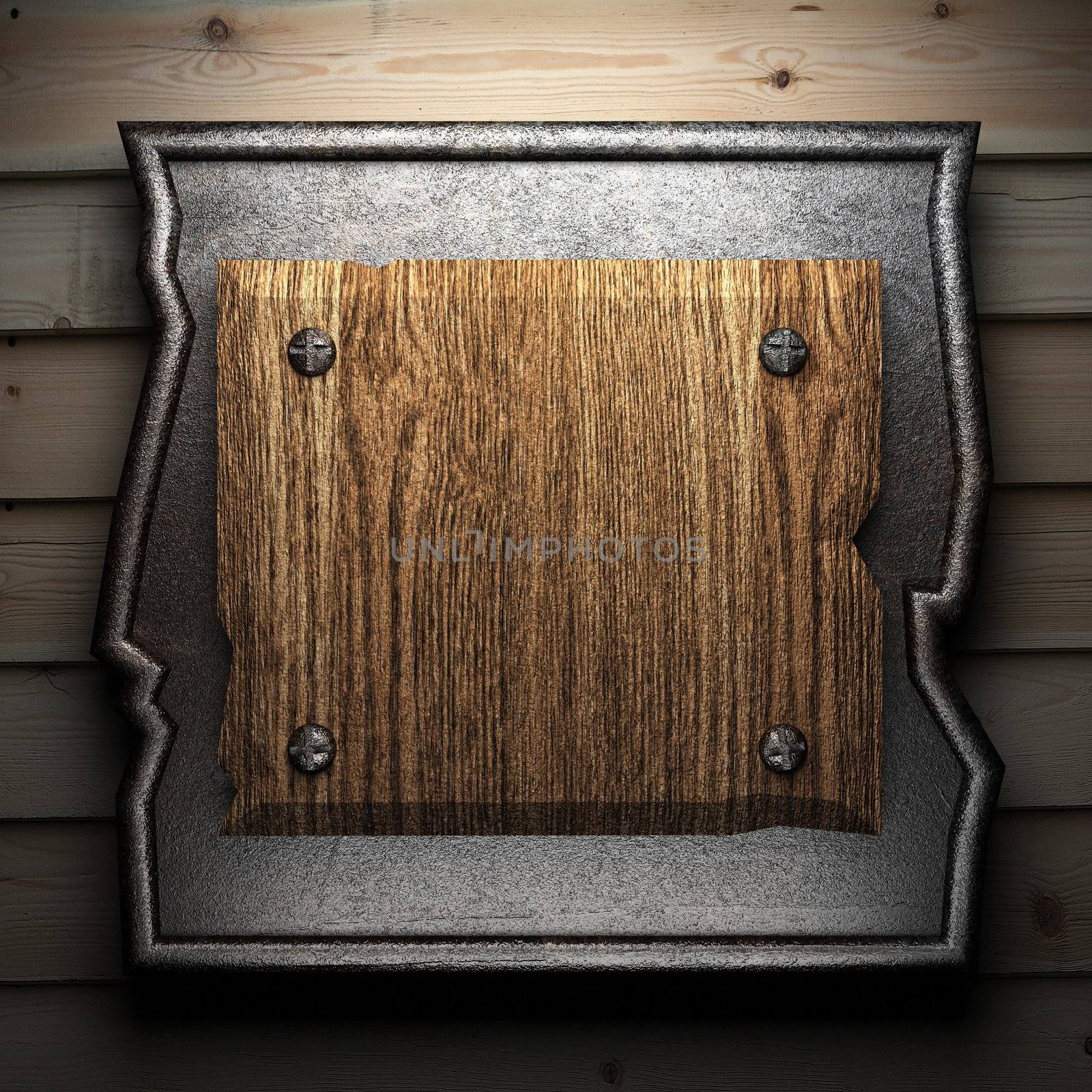 wooden plate on wall made in 3d
