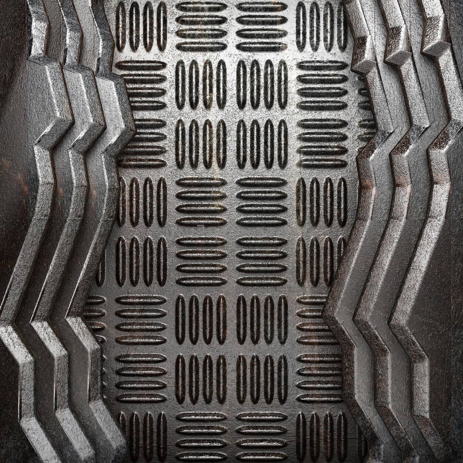 metal on wall made in 3d