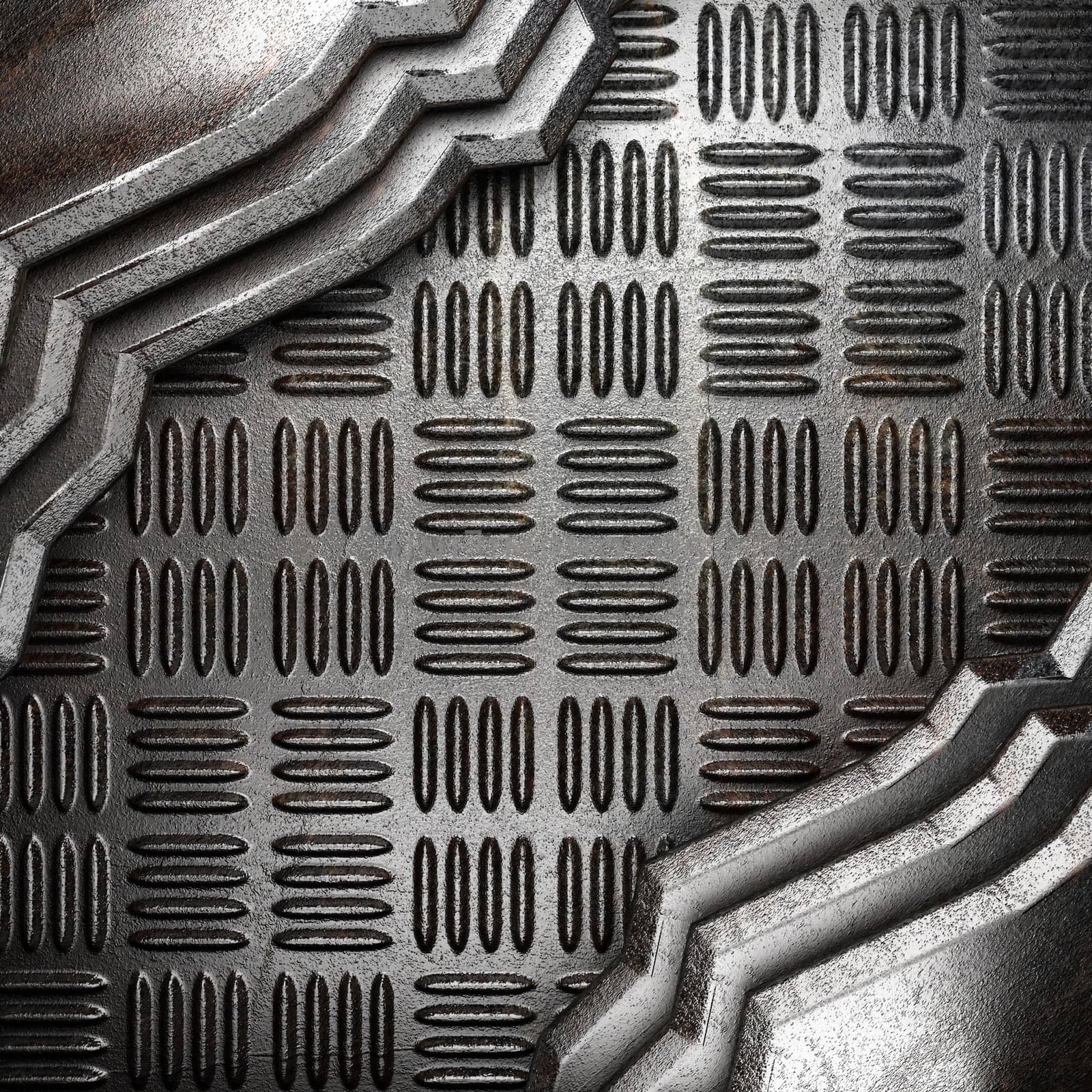 metal on wall made in 3d