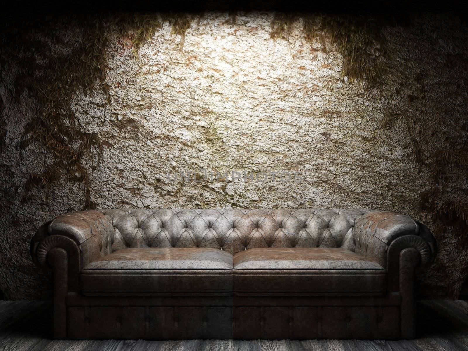 leather sofa in dark room