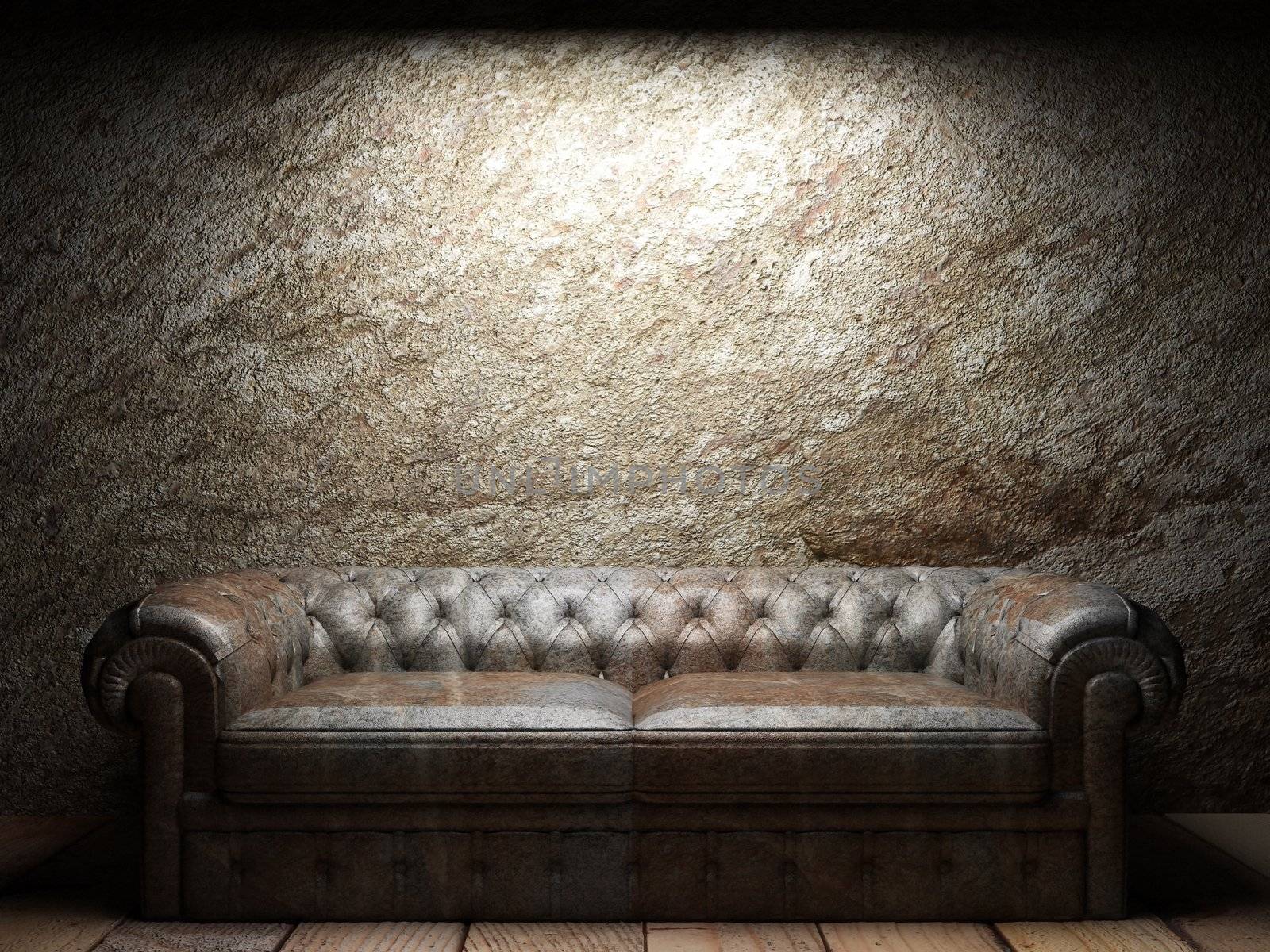 leather sofa in dark room