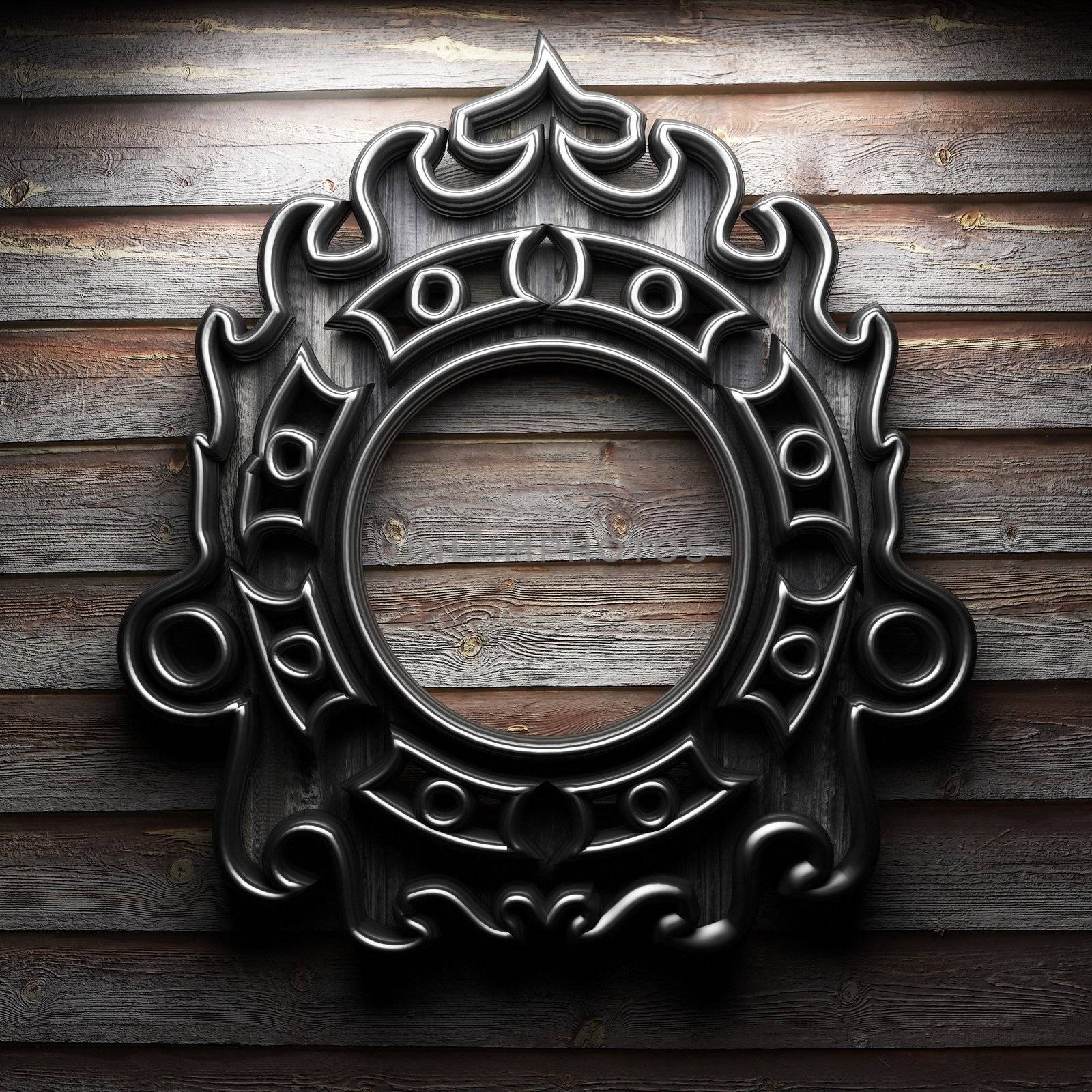 Retro frame on wooden wall