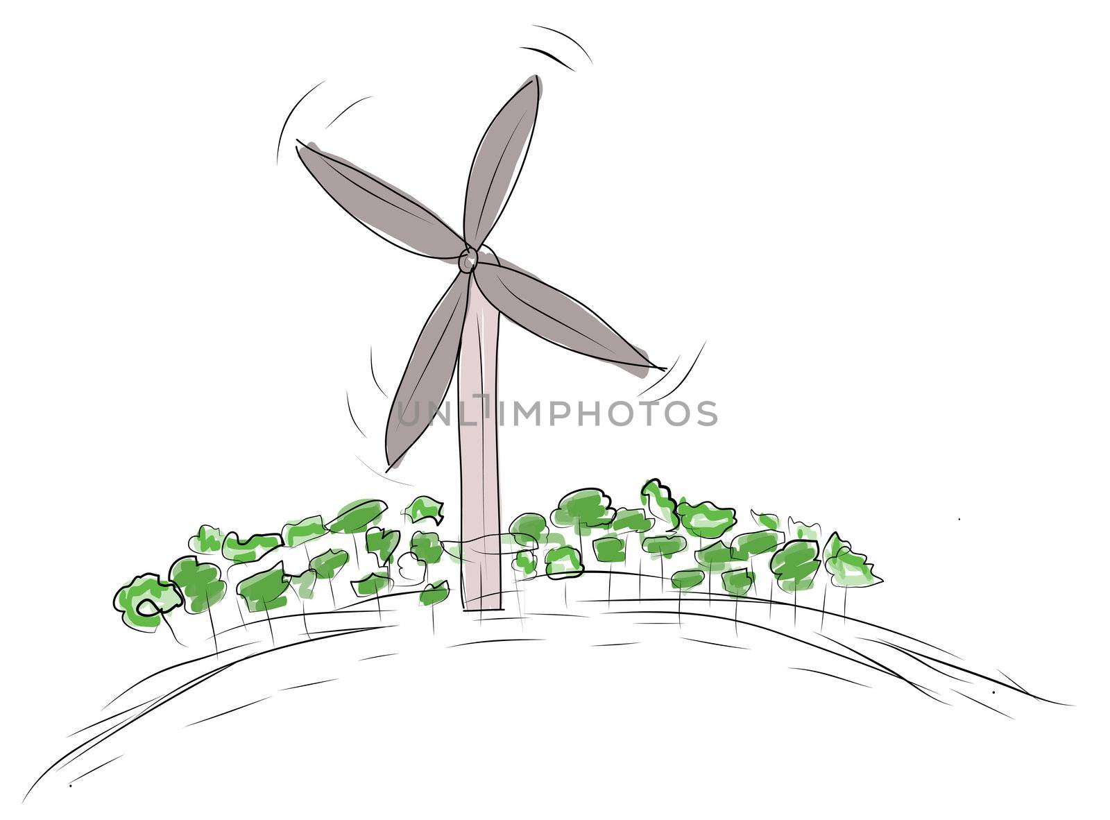 scribble sketch of eco environment  (Wind turbine)