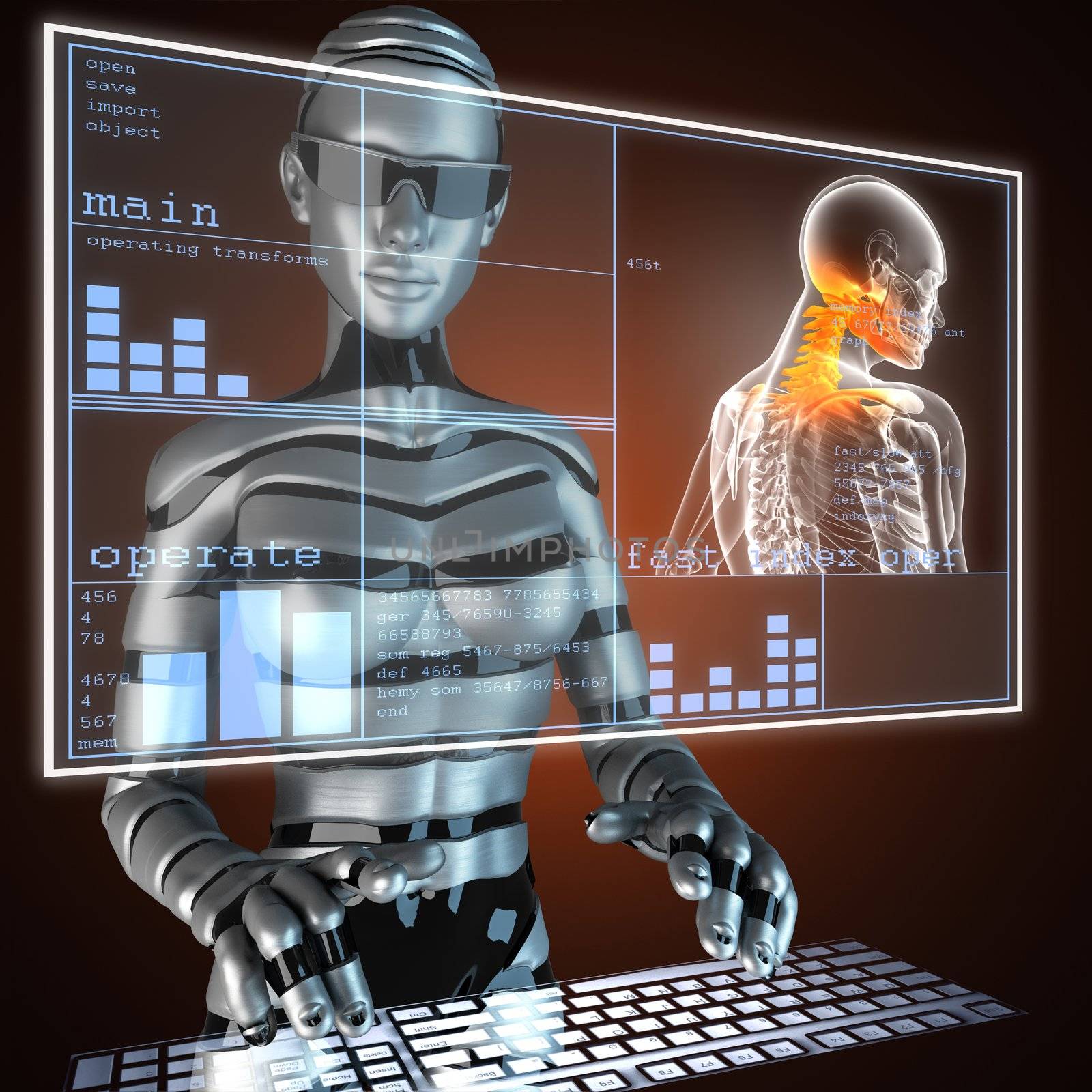 human radiography scan on hologram