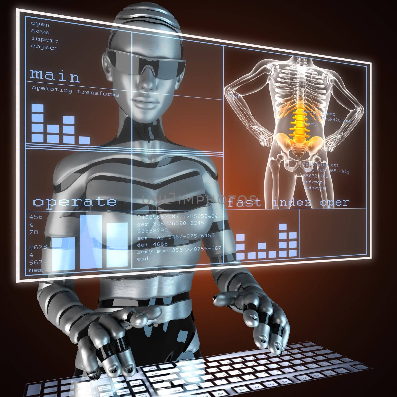 human radiography scan on hologram