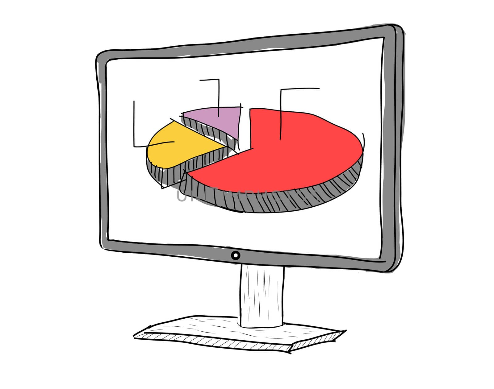 drawing  Computer display showing business graph by rufous