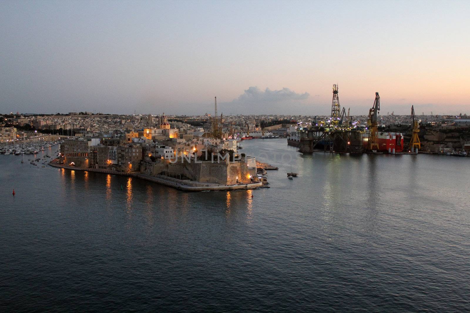 The Malta Grand Harbour at twilight