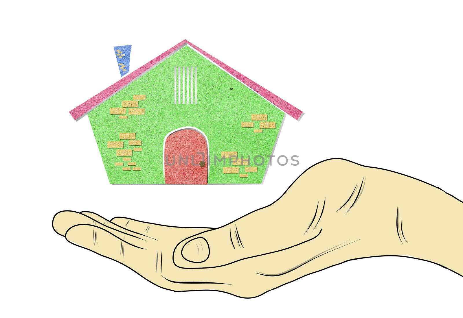 papercraft house on hand  icon