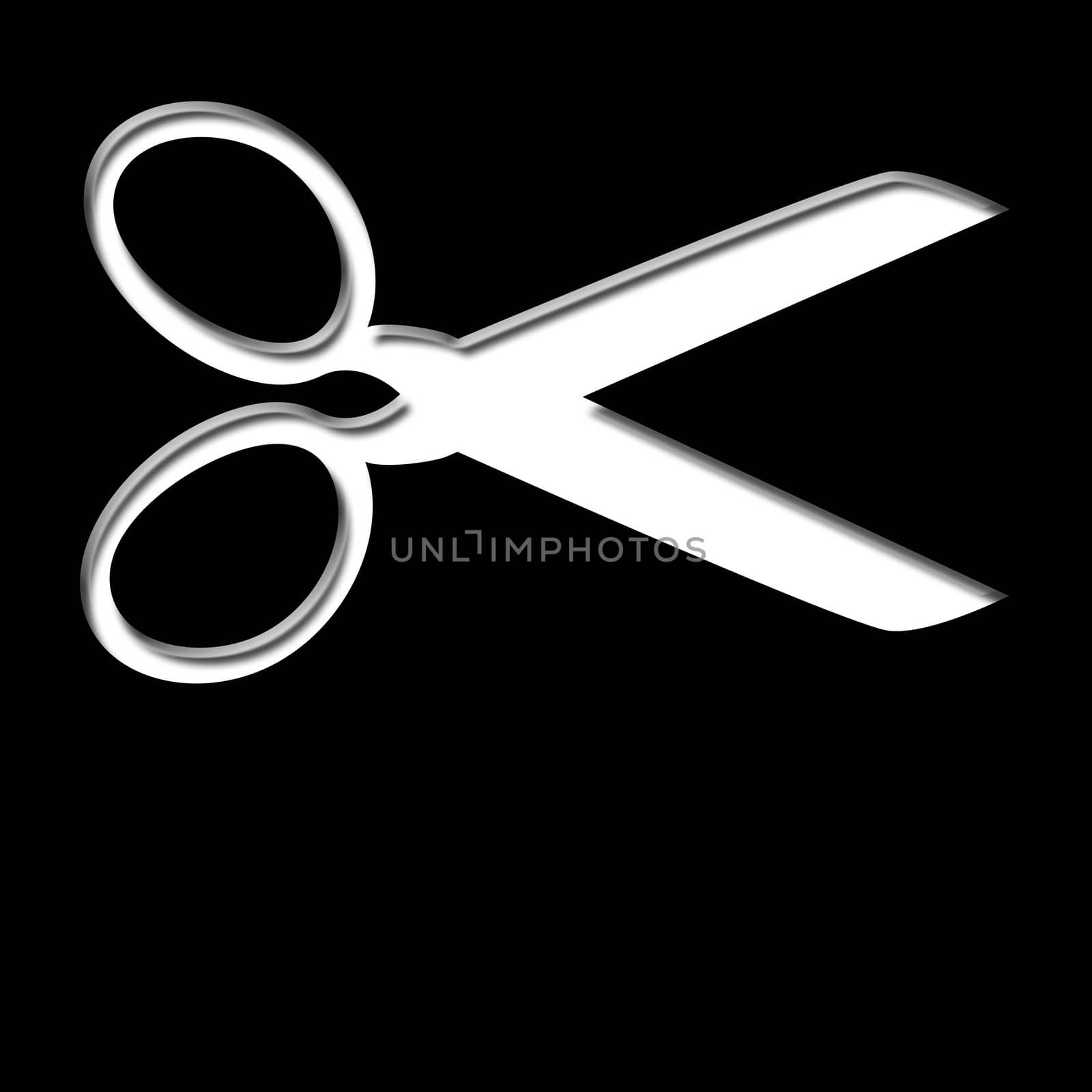 scissors on black background silhouette and copy space