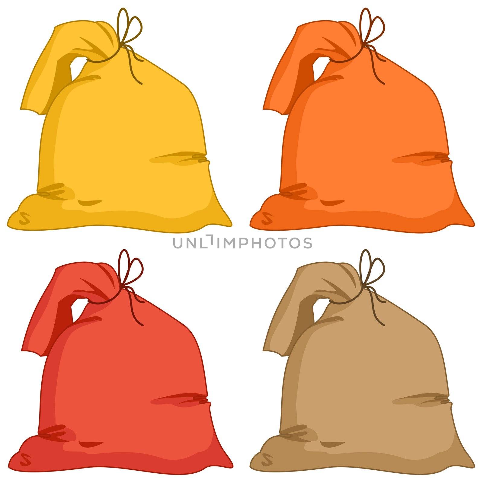 Bags from a linen fabric of different colours, set